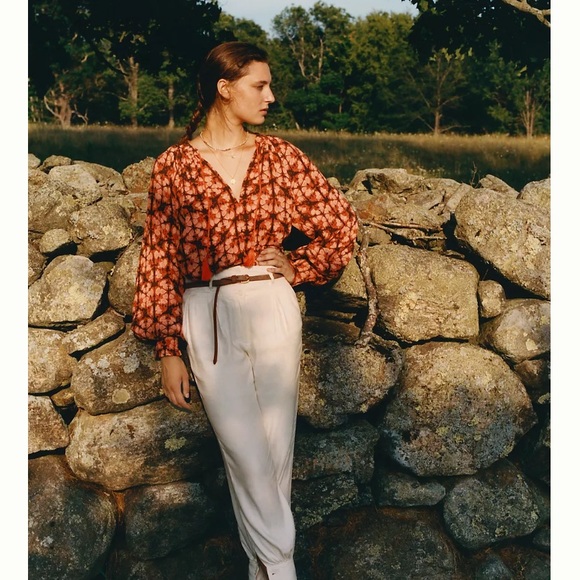 Anthropologie Marie Linen Blend Pleated Boho Jogger Pants - Picture 2 of 4